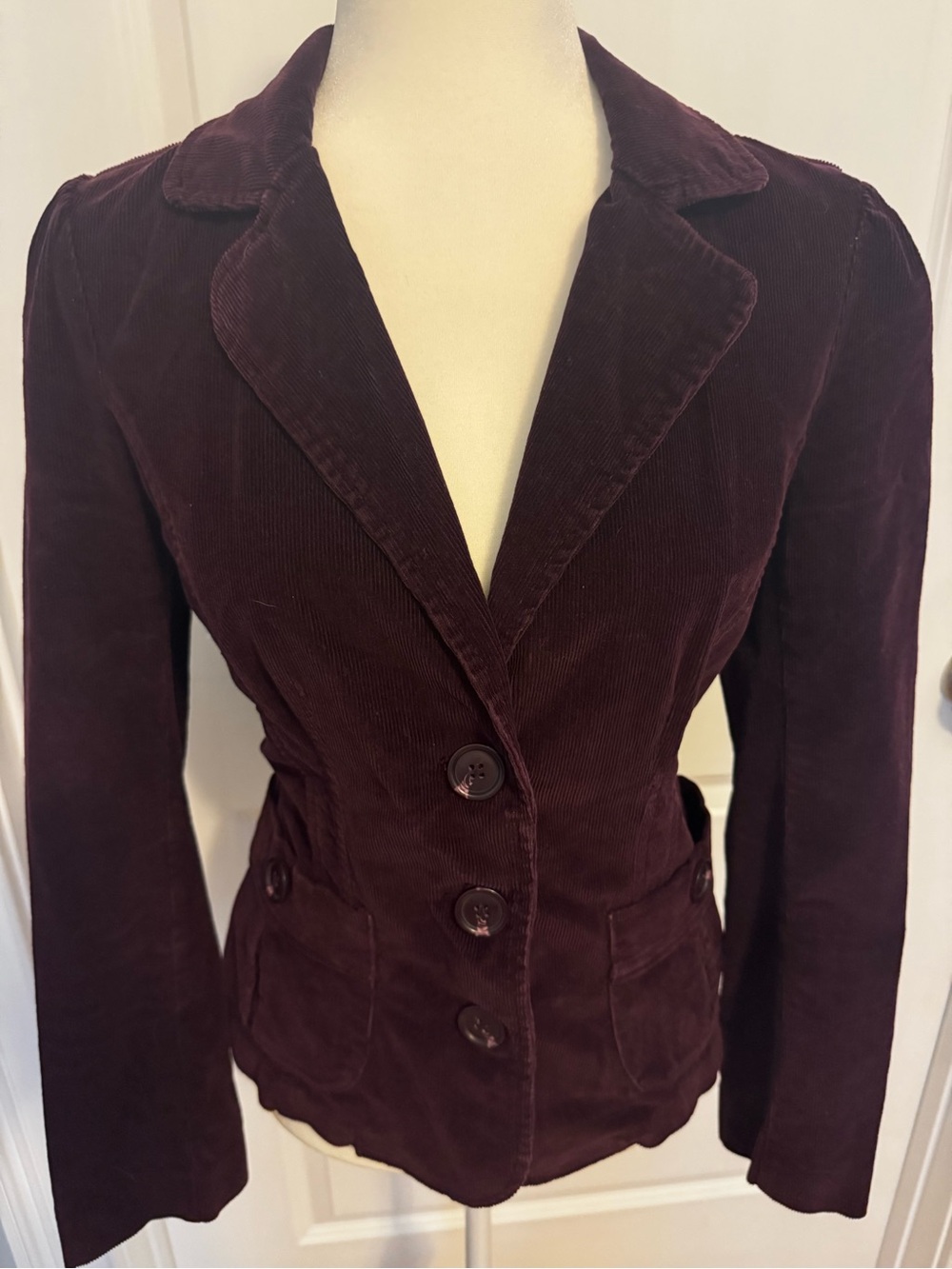 Corduroy Blazer Jacket in Deep Purple